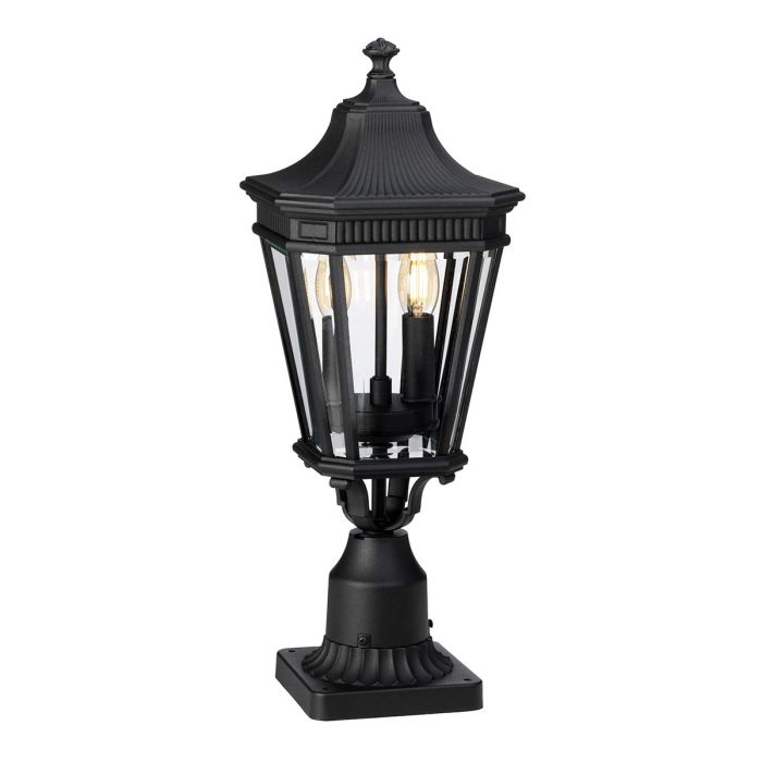 Cotswold Lane 2 Light Medium Pedestal Light Black - FE-COTSLN3-M-BK