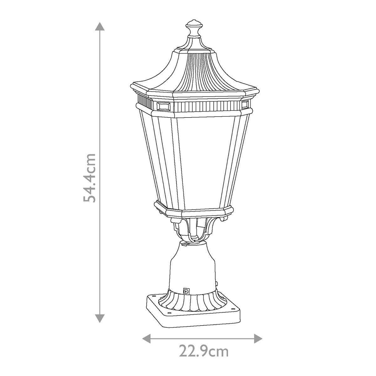 Cotswold Lane 2 Light Medium Pedestal Light Black - FE-COTSLN3-M-BK