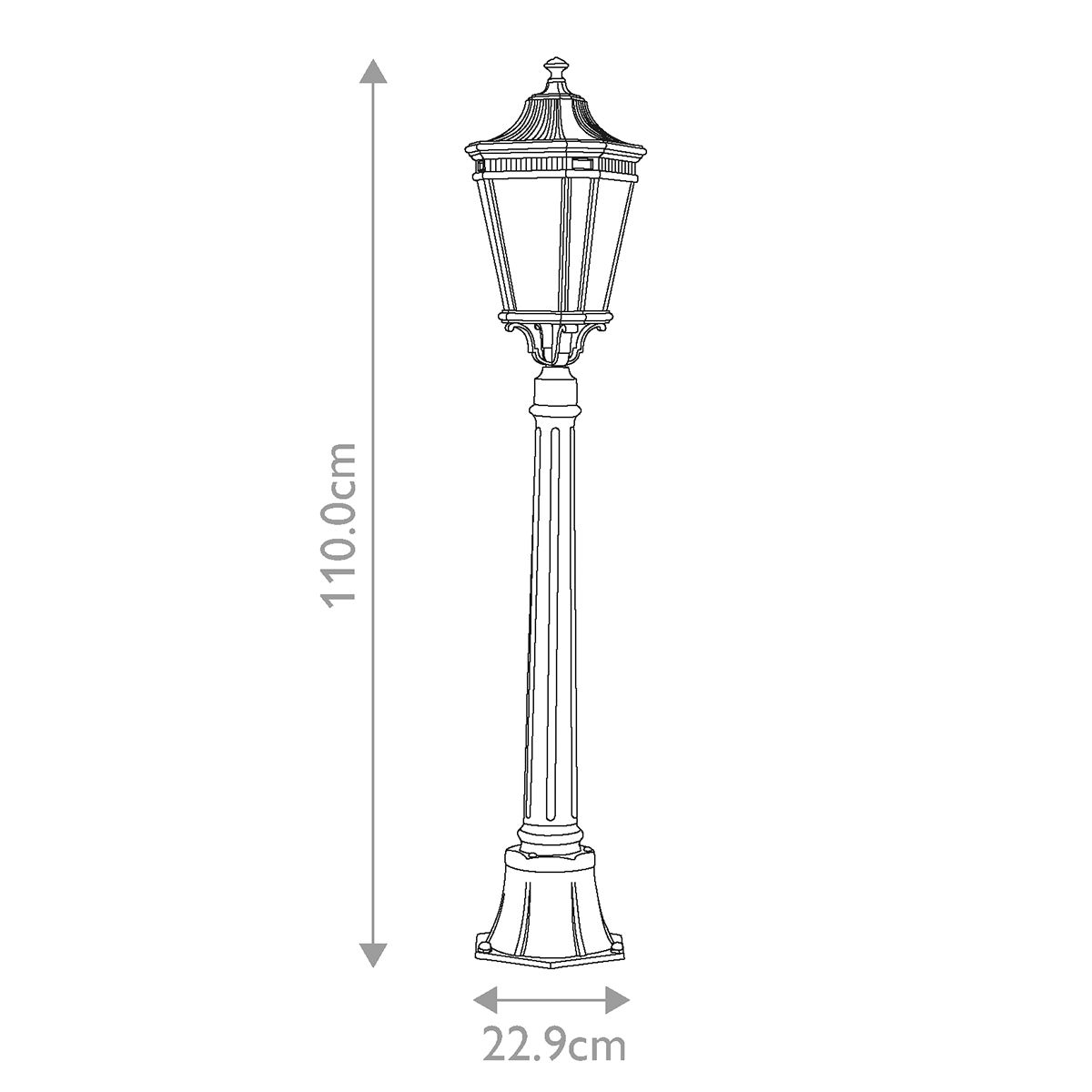 Cotswold Lane 2 Light Medium Pillar Light Black - FE-COTSLN4-M-BK