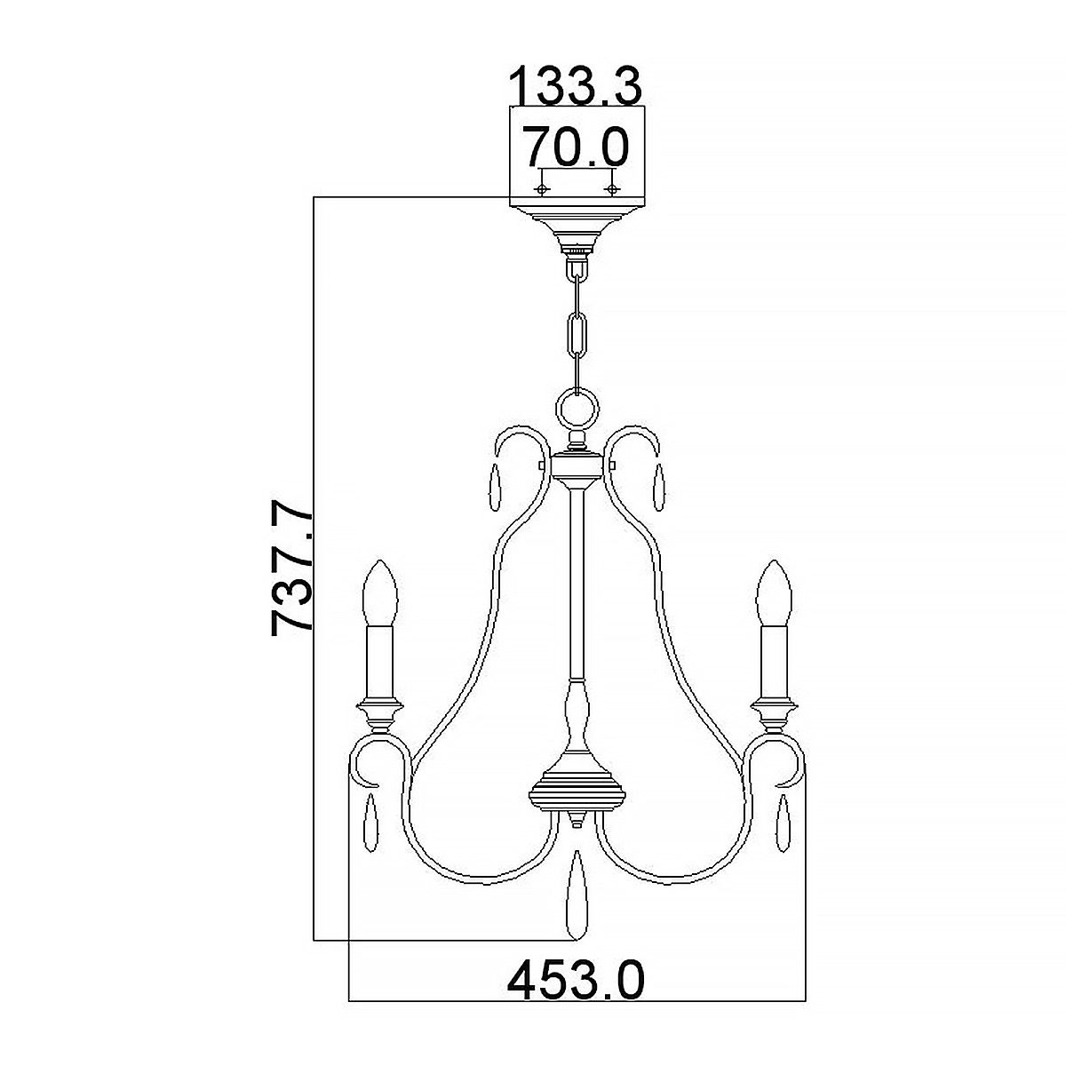 DeWitt 3 Light Pendant Sunrise Silver - FE-DEWITT3