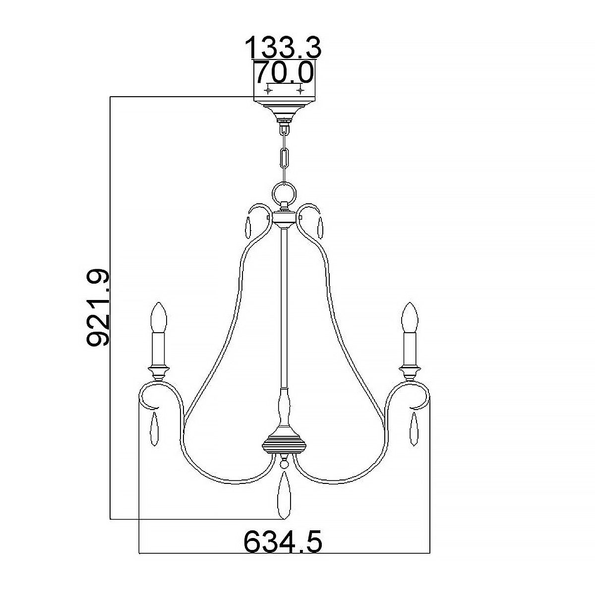 DeWitt 5 Light Pendant Sunrise Silver - FE-DEWITT5