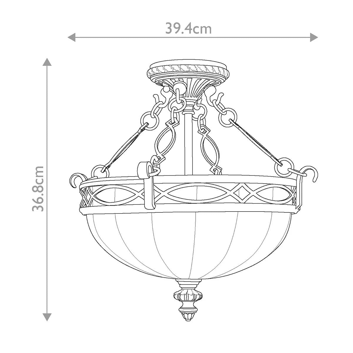 Drawing Room 2 Light Semi Flush Mount Light Walnut - FE-DRAWING-ROOM-SFC