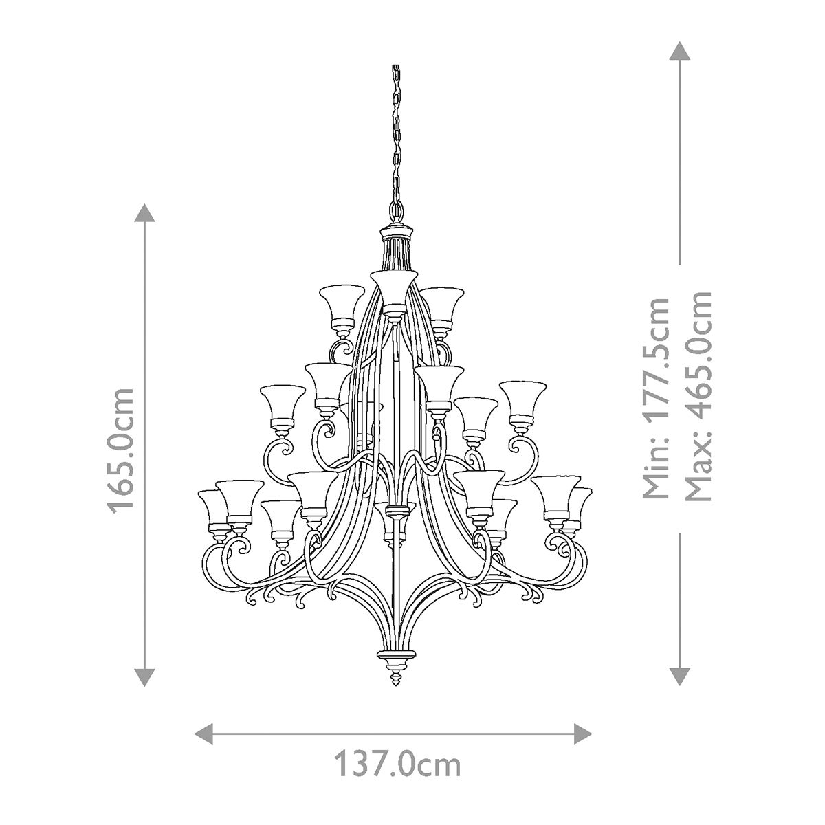 Drawing Room 18 Light Chandelier Walnut - FE-DRAWING-ROOM18