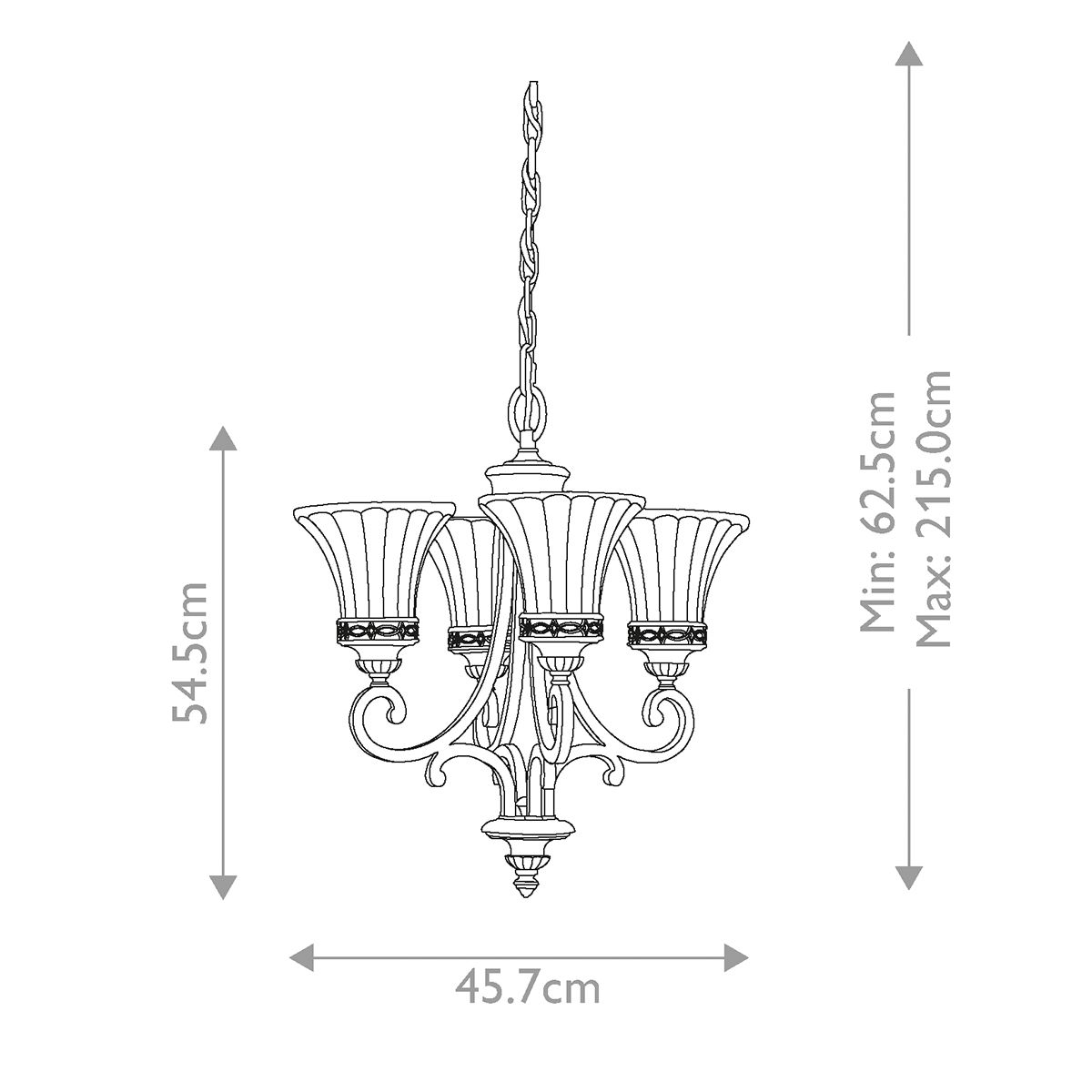 Drawing Room 4 Light Chandelier Walnut - FE-DRAWING-ROOM4