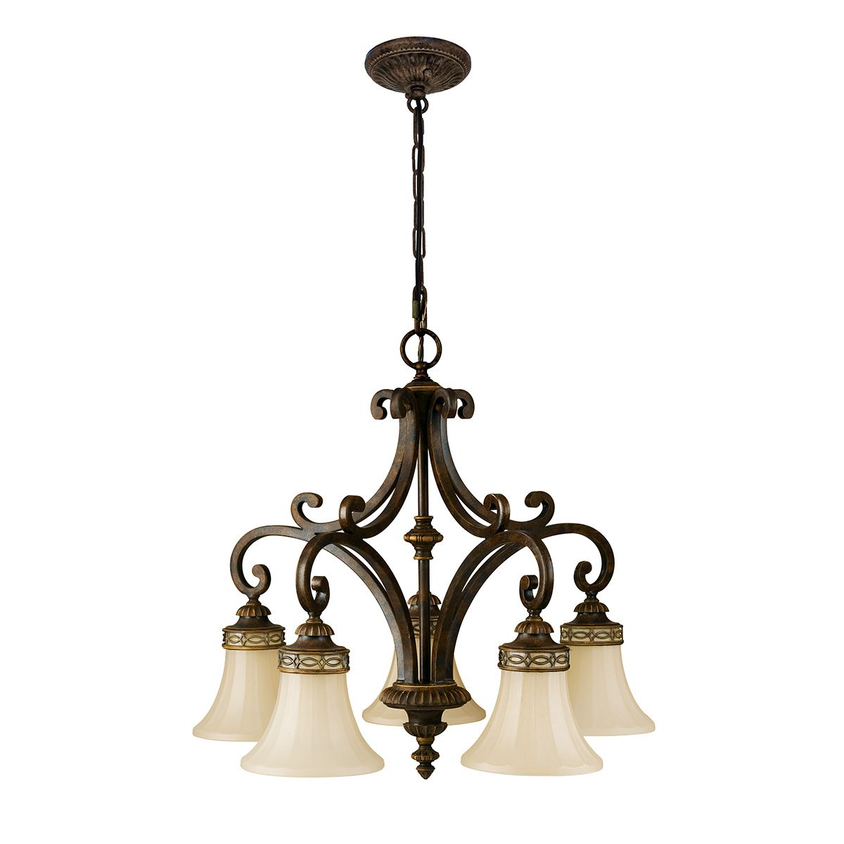 Drawing Room 5 Light Chandelier Walnut - FE-DRAWING-ROOM5