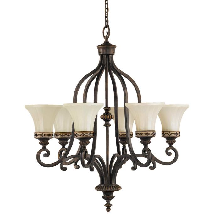 Drawing Room 6 Light Chandelier Walnut - FE-DRAWING-ROOM6