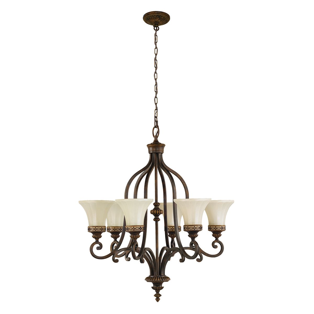 Drawing Room 6 Light Chandelier Walnut - FE-DRAWING-ROOM6