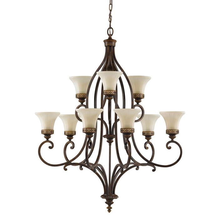 Drawing Room 9 Light Chandelier Walnut - FE-DRAWING-ROOM9