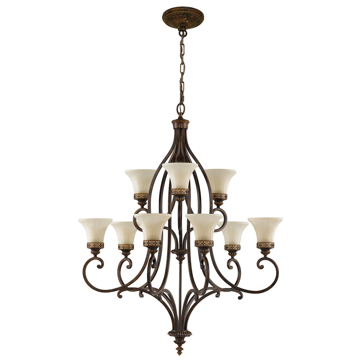 Drawing Room 9 Light Chandelier Walnut - FE-DRAWING-ROOM9