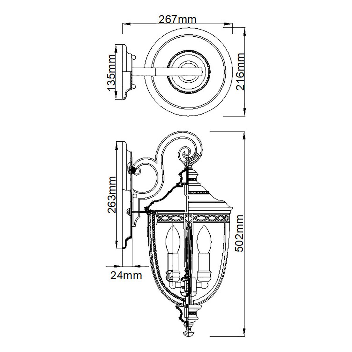 English Bridle 3 Light Medium Wall Lantern British Bronze - FE-EB2-M-BRB