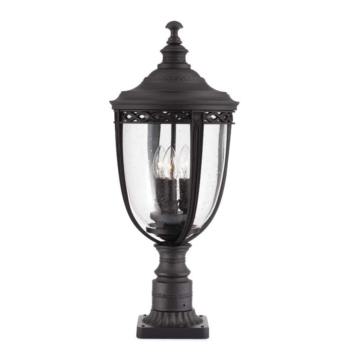 English Bridle 3 Light Large Pedestal Light Black - FE-EB3-L-BLK