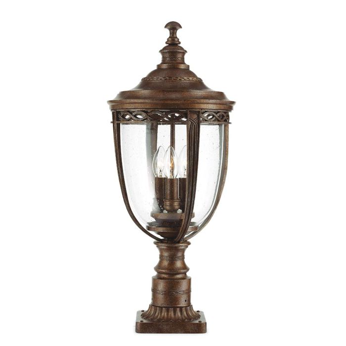 English Bridle 3 Light Large Pedestal Light British Bronze - FE-EB3-L-BRB