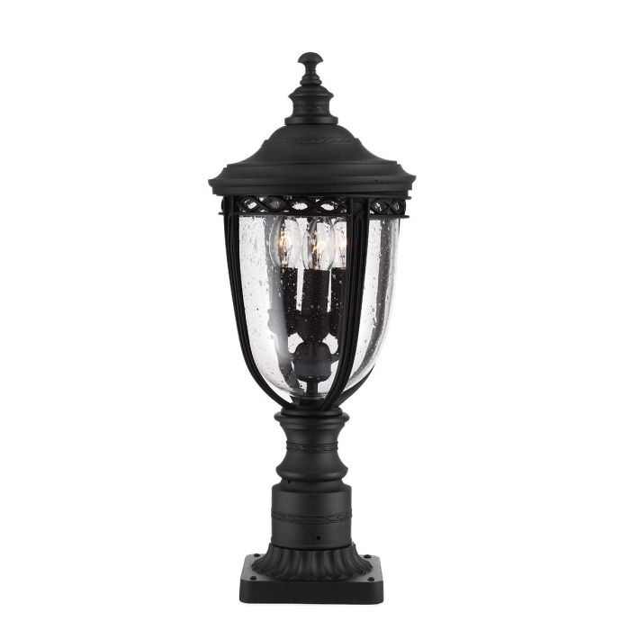 English Bridle 3 Light Medium Pedestal Light Black - FE-EB3-M-BLK