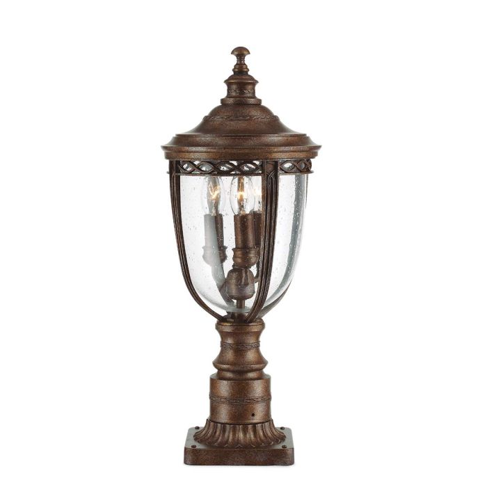 English Bridle 3 Light Medium Pedestal Light British Bronze - FE-EB3-M-BRB