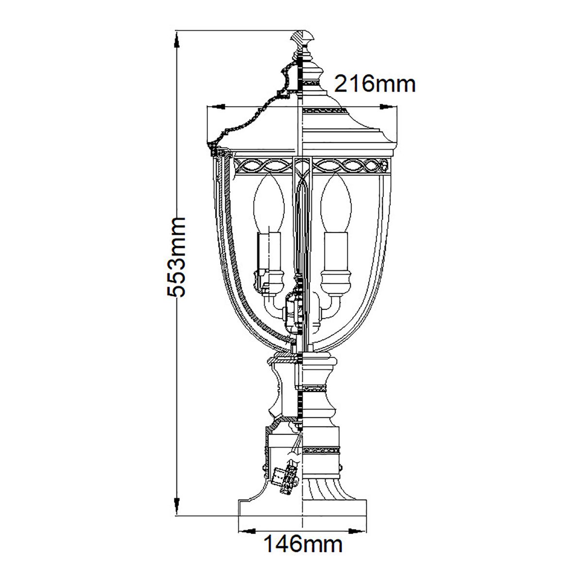 English Bridle 3 Light Medium Pedestal Light British Bronze - FE-EB3-M-BRB