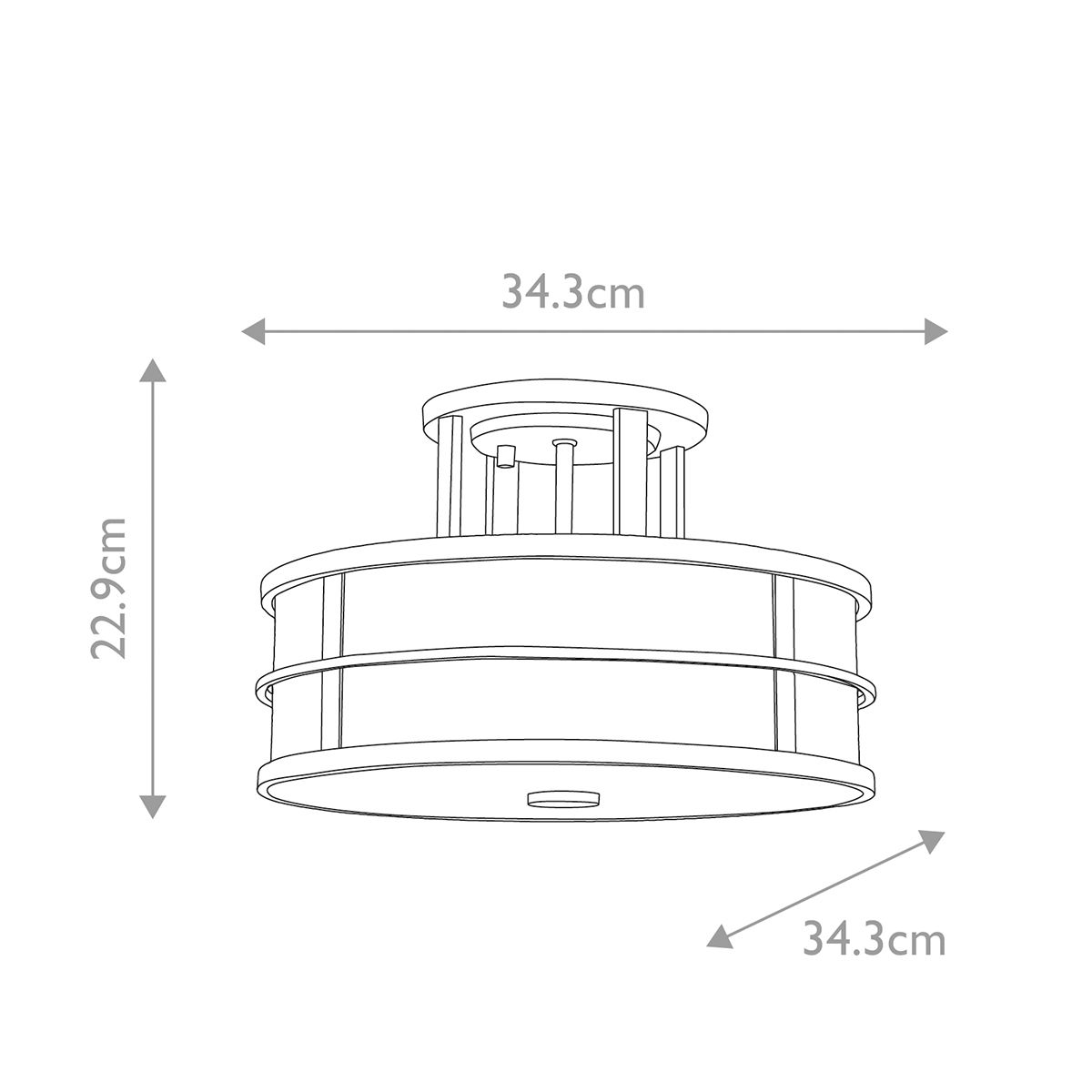 Fusion 3 Light Semi Flush Mount Light Grecian Bronze - FE-FUSION-SF