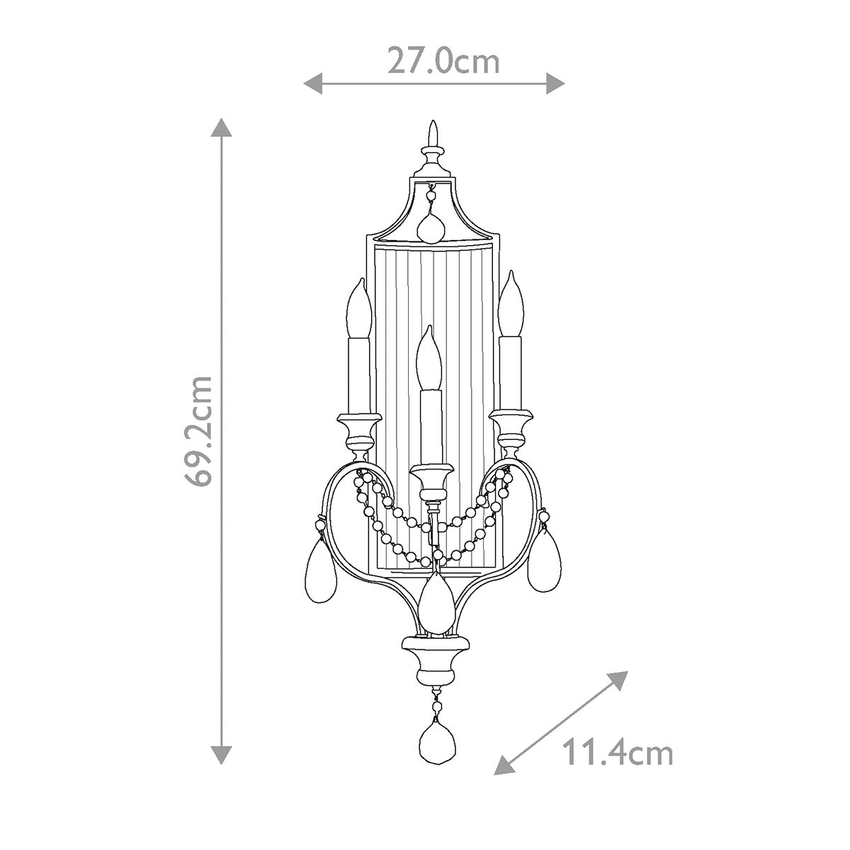 Gianna 3 Light Wall Light Gilded Silver - FE-GIANNA3W