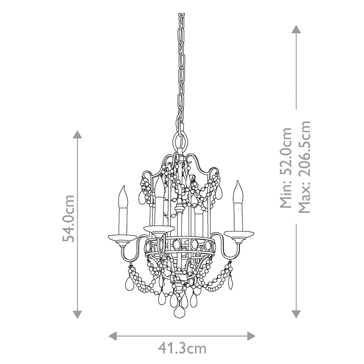 Gianna 4 Light Chandelier Gilded Silver - FE-GIANNA4