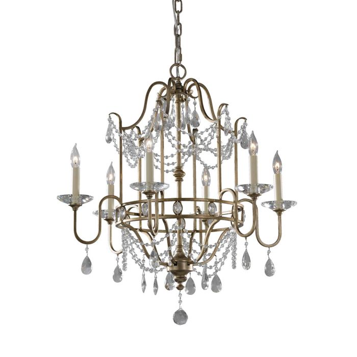 Gianna 6 Light Chandelier Gilded Silver - FE-GIANNA6