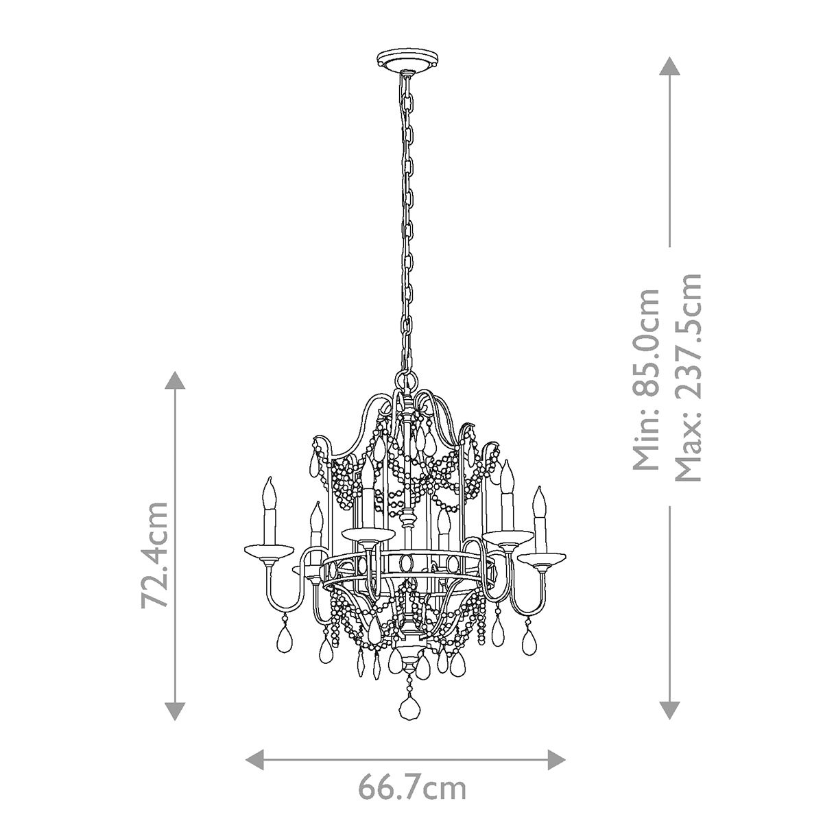 Gianna 6 Light Chandelier Gilded Silver - FE-GIANNA6