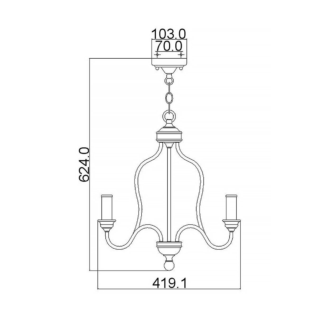 Hartsville 3 Light Chandelier Chalk Washed & Beachwood - FE-HARTSVILLE3