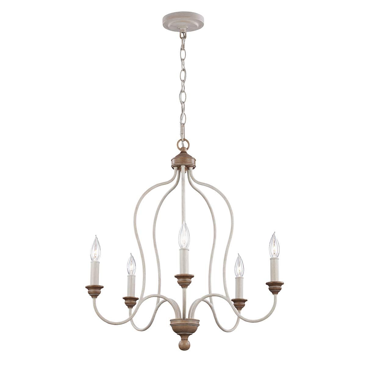 Hartsville 5 Light Chandelier Chalk Washed & Beachwood - FE-HARTSVILLE5