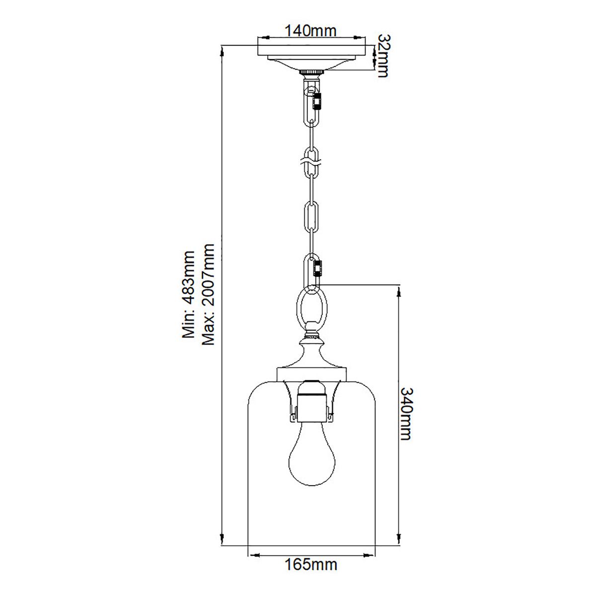 Hounslow 1 Light Pendant Brushed Steel - FE-HOUNSLOW-P-BS