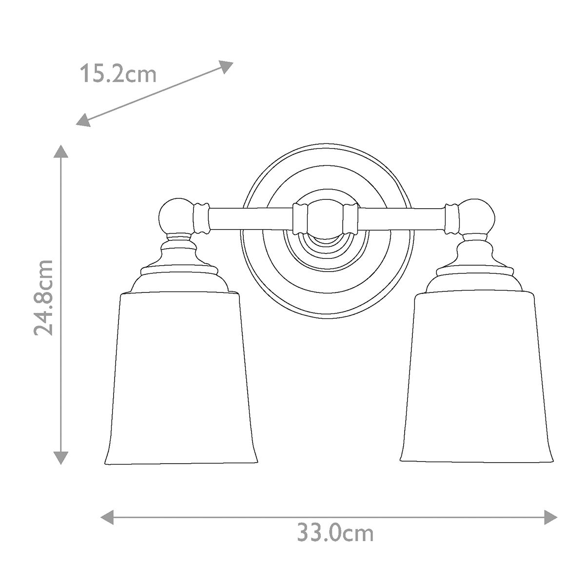 Huguenot Lake 2 Light Vanity Light Polished Chrome - FE-HUGOLAKE2BATH