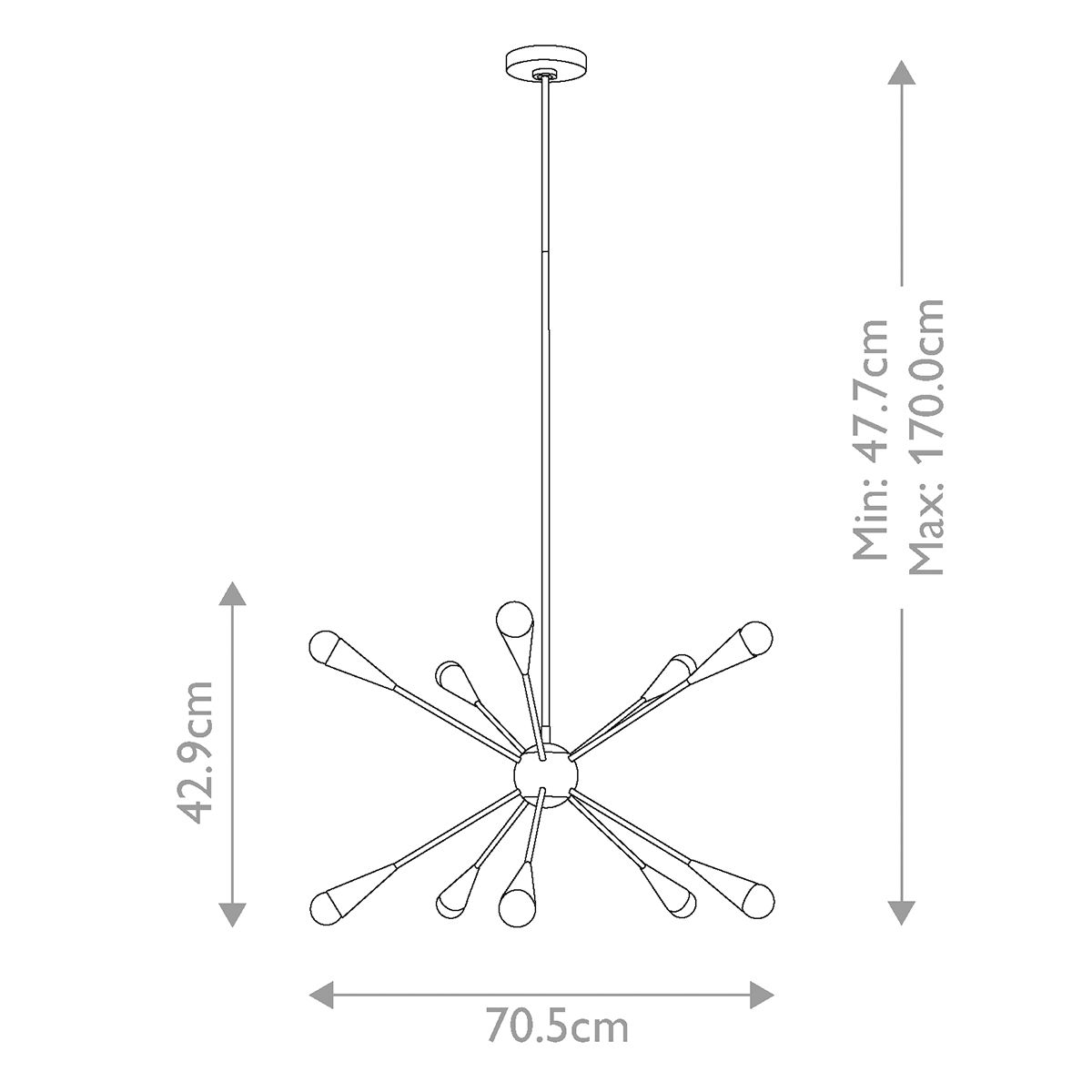 Jax 10 Light Chandelier Polished Nickel - FE-JAX10-PN