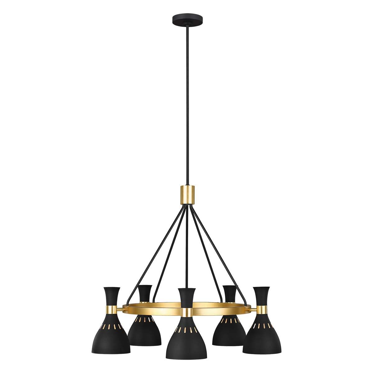 Joan 5 Light Chandelier Midnight Black & Burnished Brass - FE-JOAN5-MB