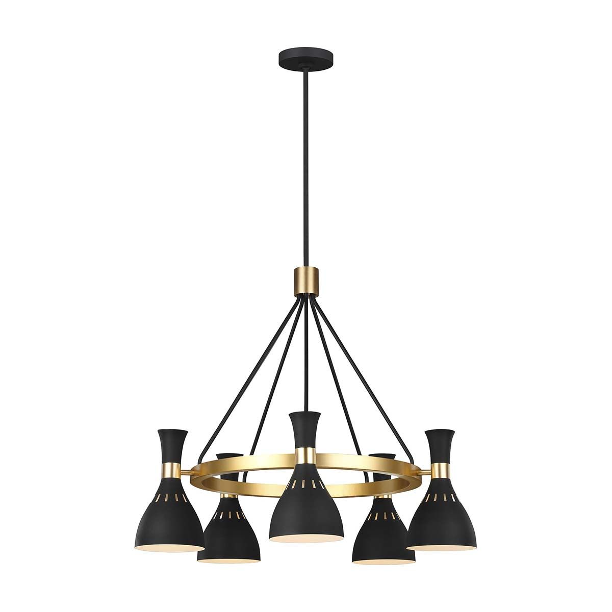 Joan 5 Light Chandelier Midnight Black & Burnished Brass - FE-JOAN5-MB