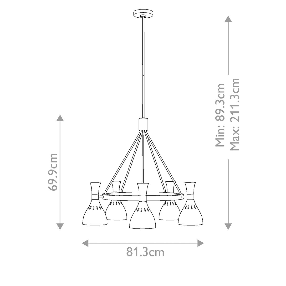 Joan 5 Light Chandelier Matte White & Burnished Brass - FE-JOAN5-MW