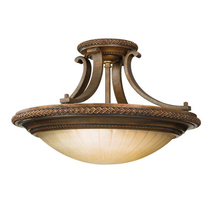 Kelham Hall 2 Light Semi Flush Mount Light Firenze Gold & British Bronze - FE-KELHAM-HALL-SF