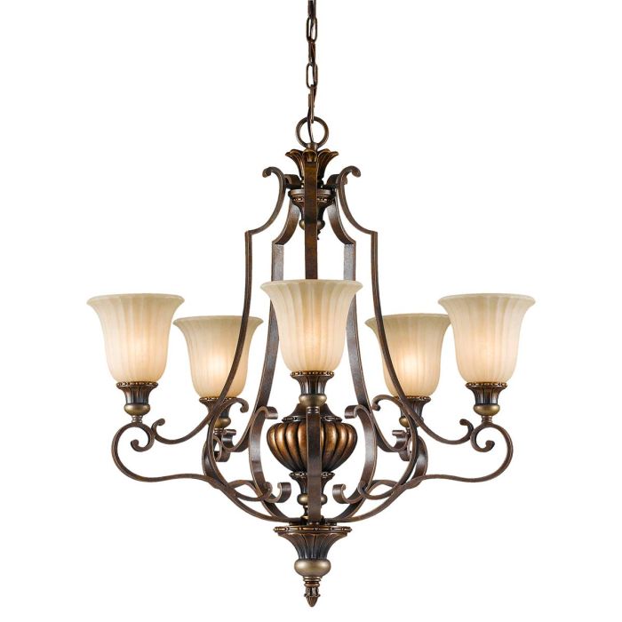 Kelham Hall 5 Light Up Light Chandelier Gold & British Bronze - FE-KELHAM-HALL5-UPLT