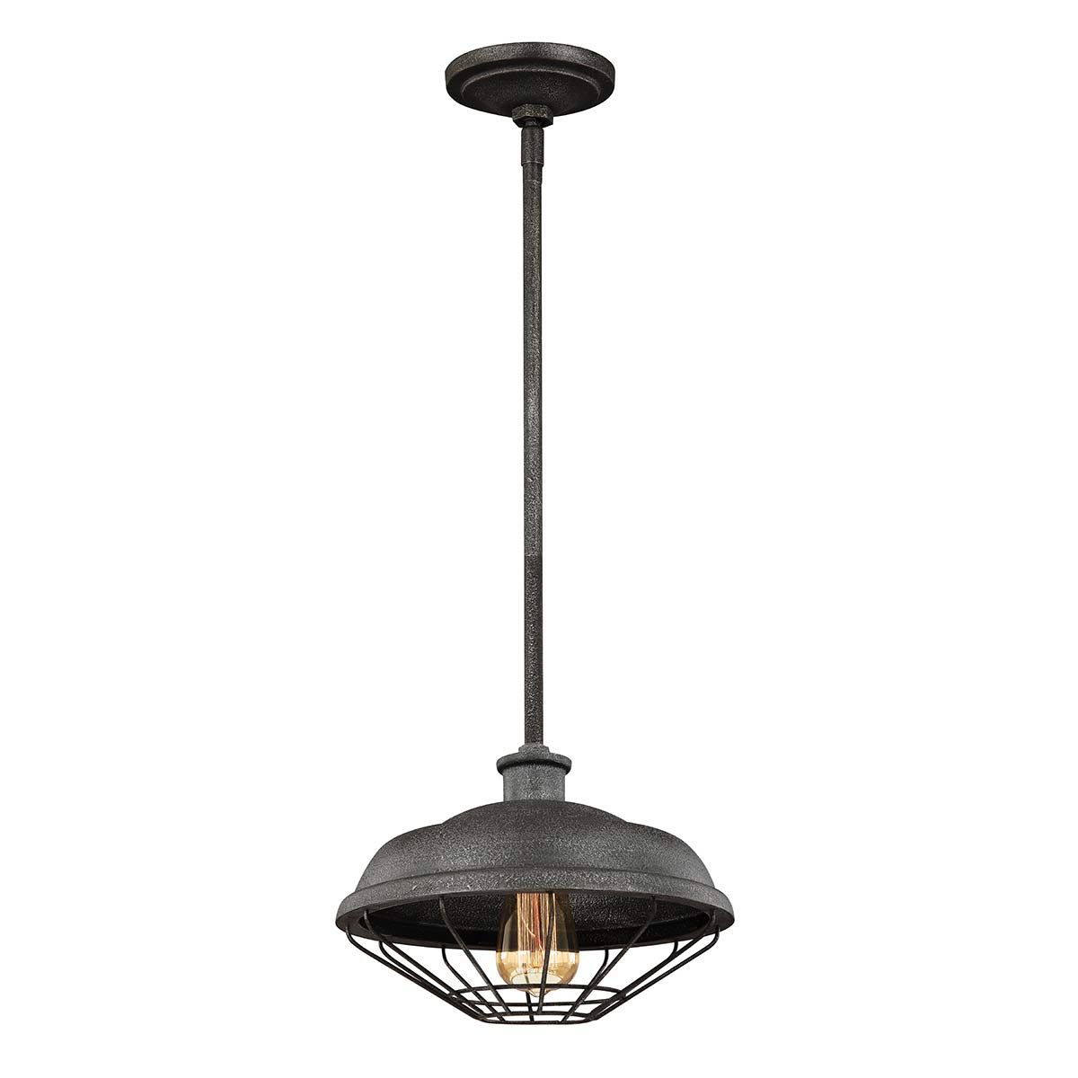 Lennex 1 Light Pendant Slated Grey Metal - FE-LENNEX-P