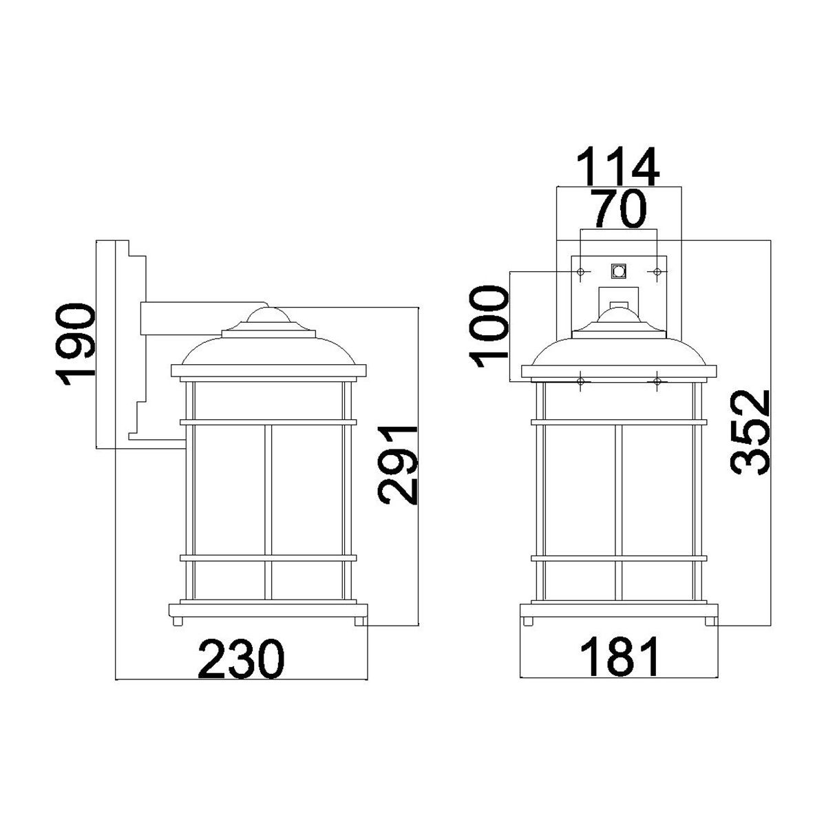 Lighthouse Medium Wall Lantern Brushed Steel - FE-LIGHTHOUSE2-M