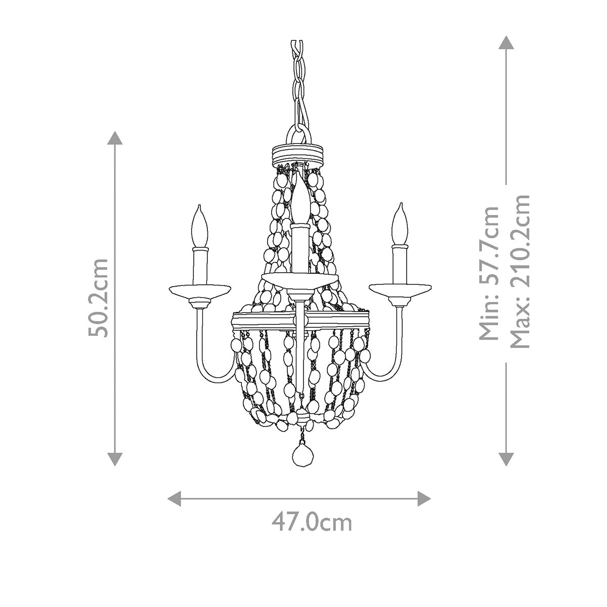 Malia 3 Light Chandelier Polished Nickel - FE-MALIA3