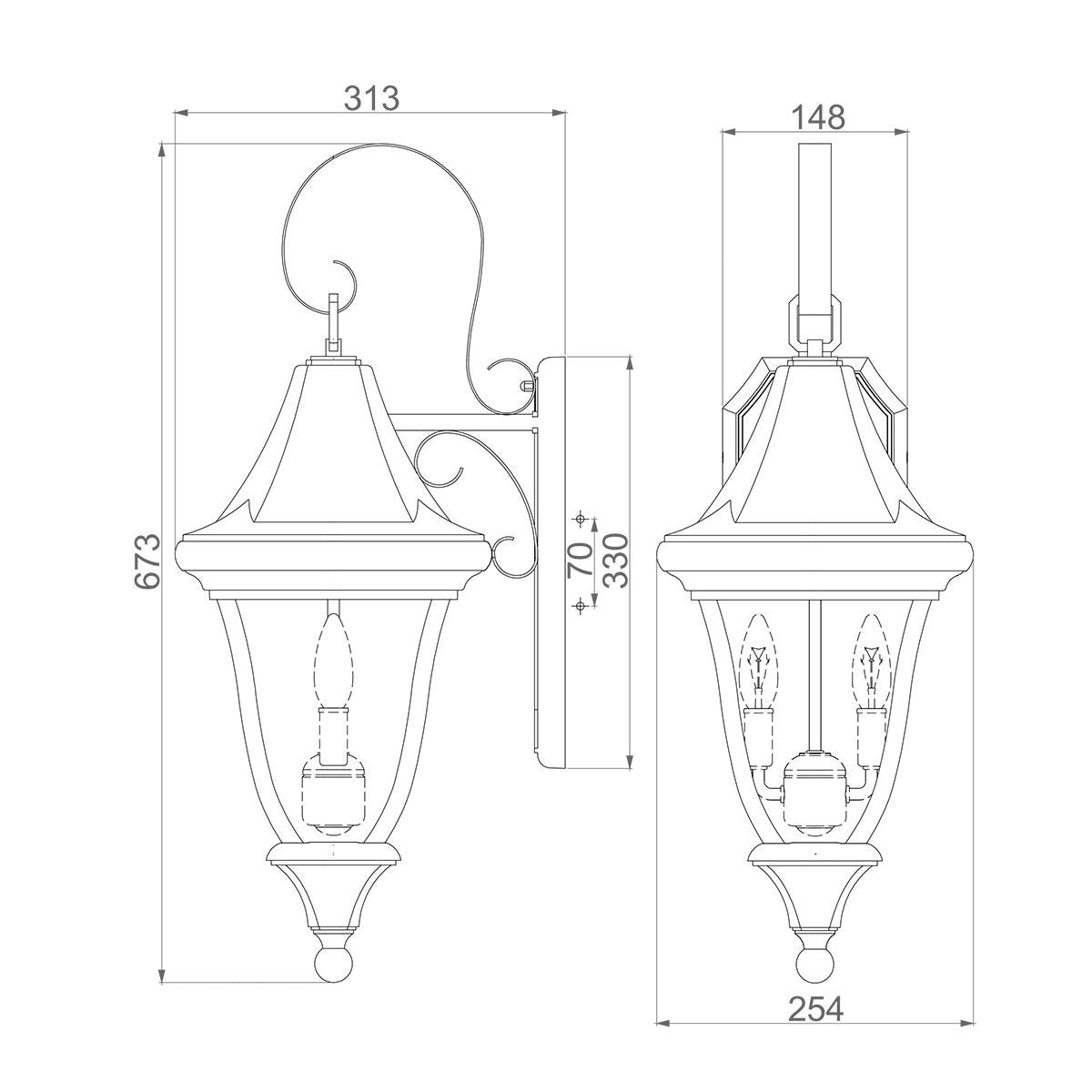 Oakmont Medium 2 Light Wall Lantern Patina Bronze - FE-OAKMONT2-M