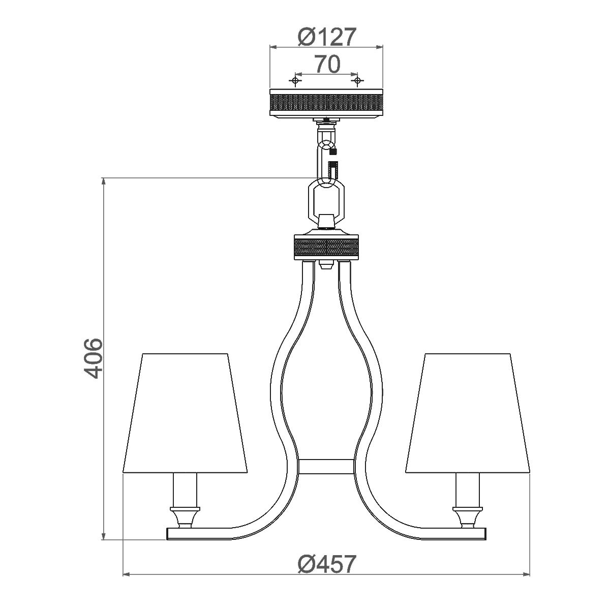 Pave 3 Light Chandelier Polished Nickel - FE-PAVE3