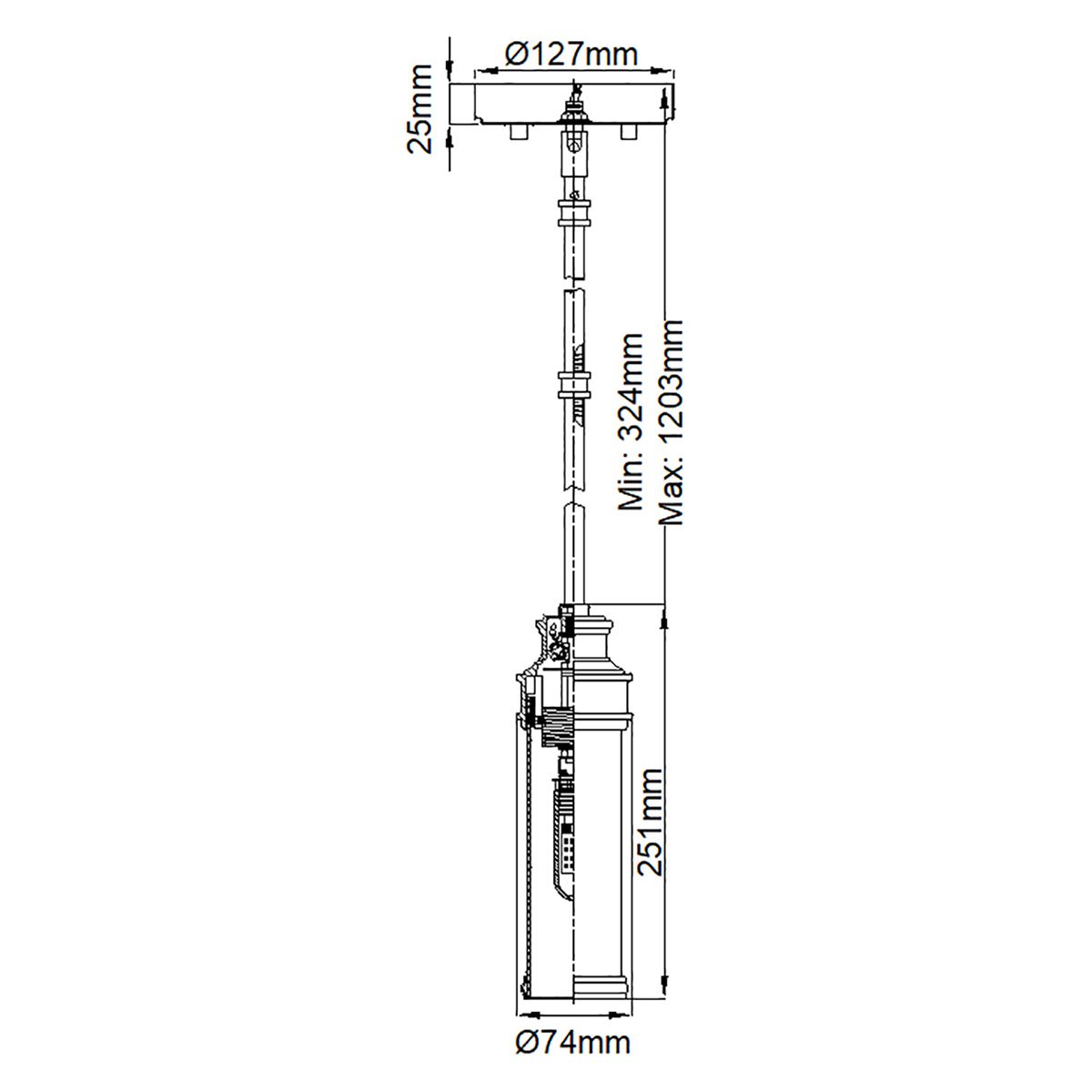 Payne Small Pendant Polished Chrome - FE-PAYNE-MPBATH