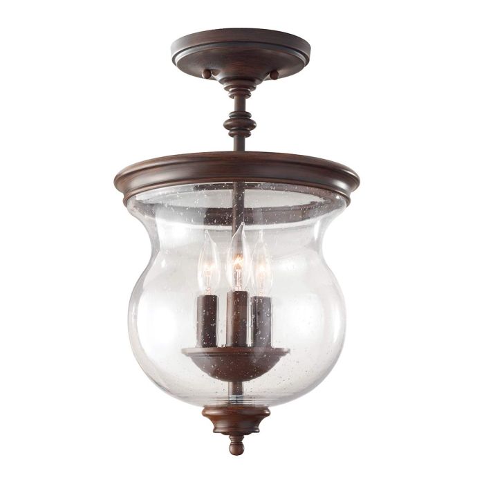 Pickering Lane 3 Light Semi Flush Mount Light Heritage Bronze - FE-PICKERING-LANE-SF