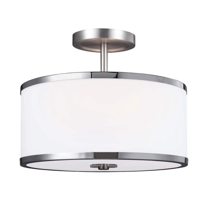 Prospect Park 2 Light Semi Flush Mount Light Satin Nickel & Chrome - FE-PROSPECT-PARK-SF