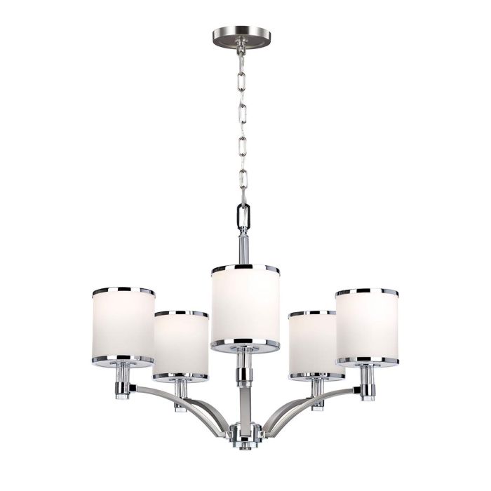 Prospect Park 5 Light Chandelier Satin Nickel & Chrome - FE-PROSPECT-PARK5