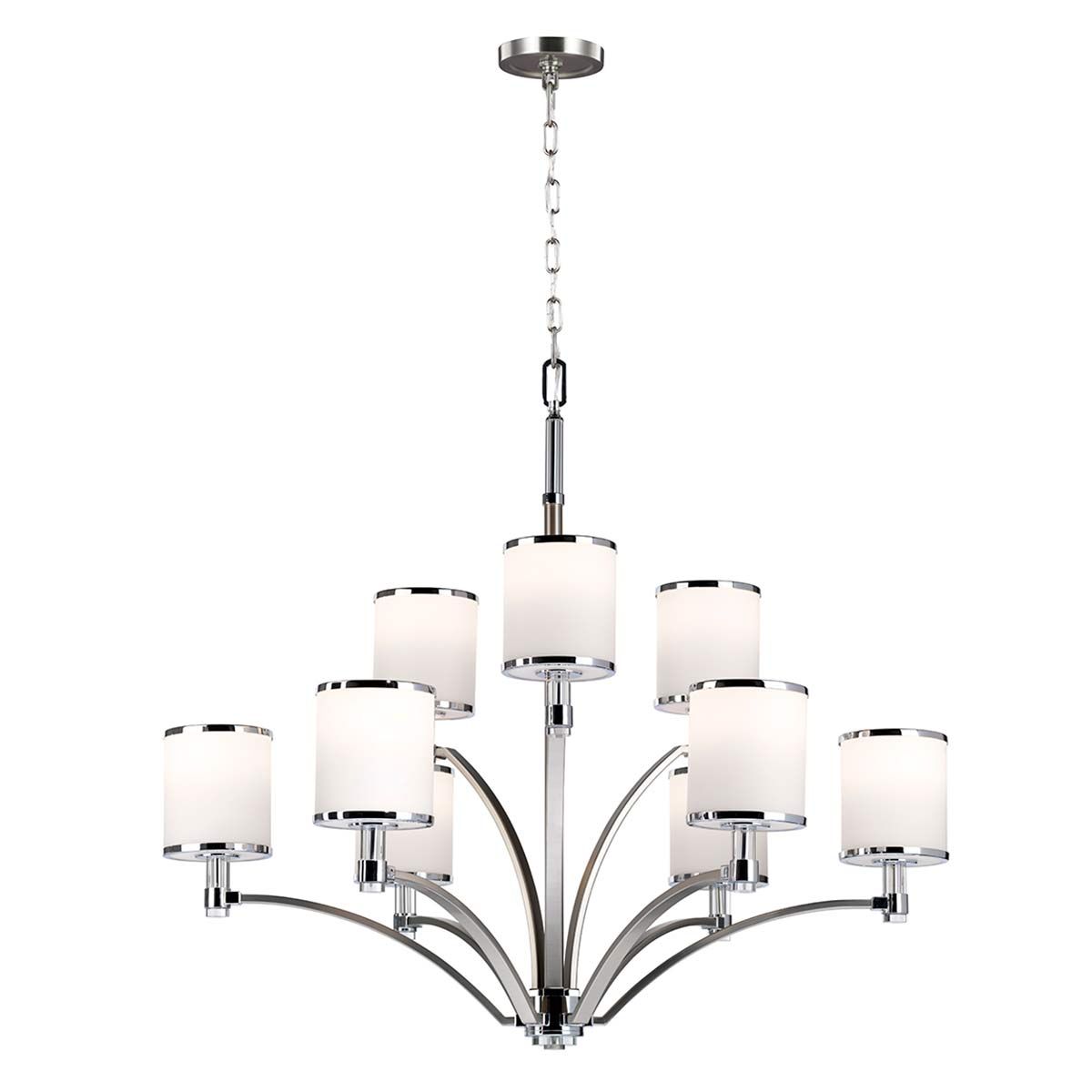 Prospect Park 9 Light Chandelier Satin Nickel & Chrome - FE-PROSPECT-PARK9