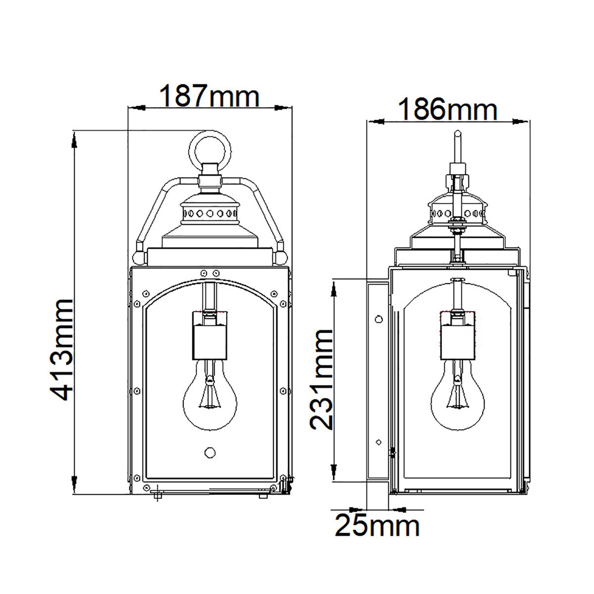 Randhurst Light Medium Wall Lantern Copper Oxide - FE-RANDHURST-M-CO