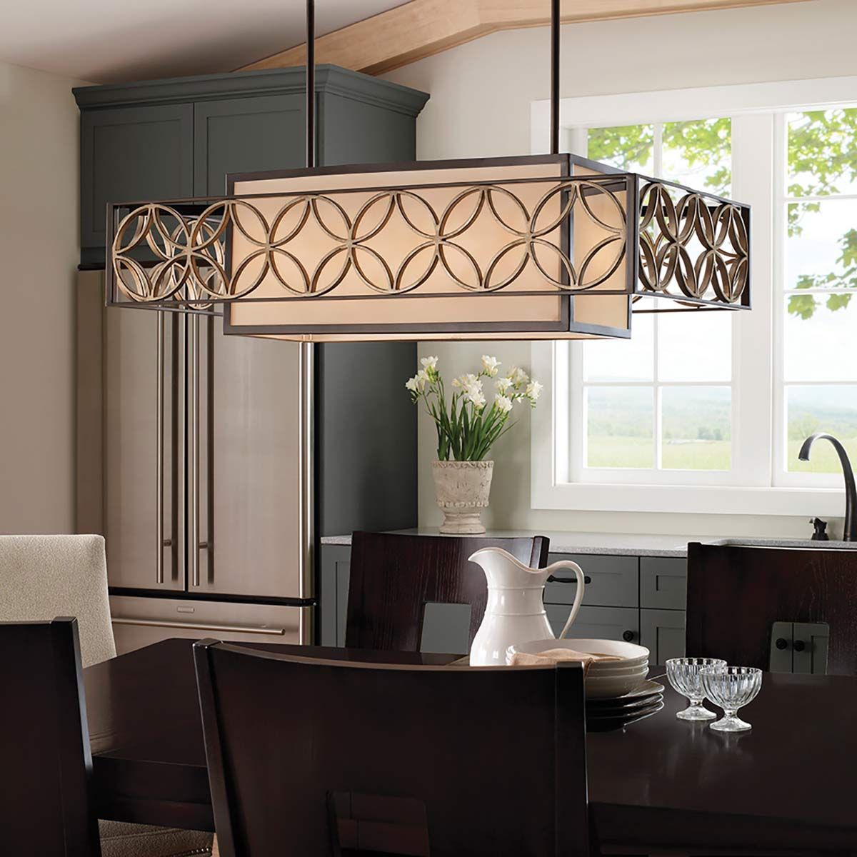 Remy 4 Light Pendant Light Heritage Bronze & Parissiene Gold - FE-REMY-P-A