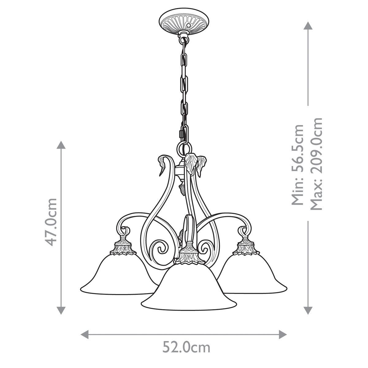 Sonoma Valley 3 Light Chandelier Aged Tortoise Shell - FE-SONOMAVALLEY3