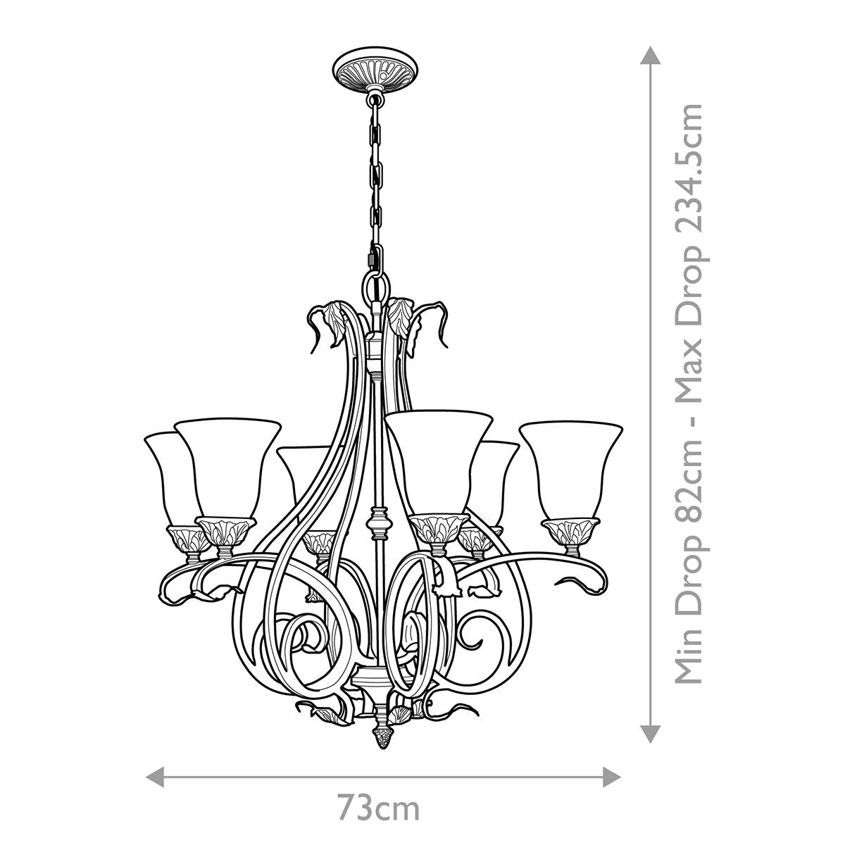 Sonoma Valley 6 Light Chandelier Aged Tortoise Shell - FE-SONOMAVALLEY6