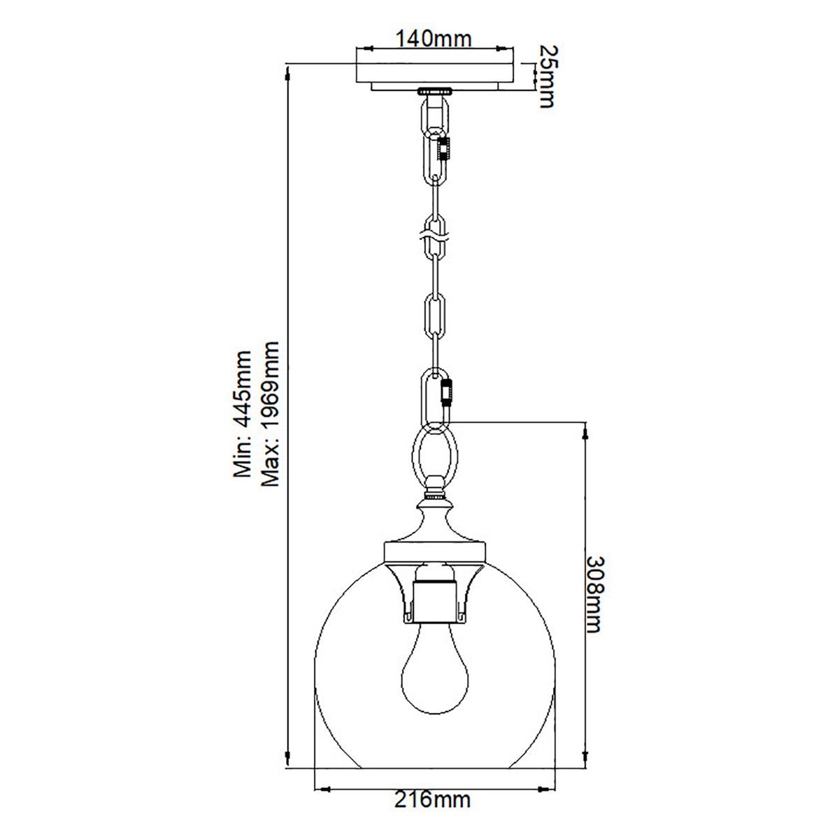 Tabby 1 Light Pendant Polished Nickel - FE-TABBY-P-S