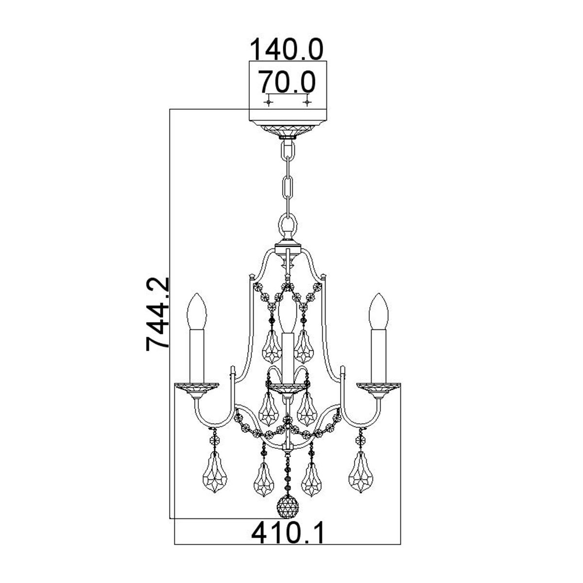 Valentina Steel 4 Light Chandelier Oxidized Bronze - FE-VALENTINA4